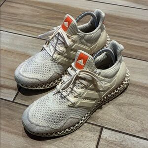 Adidas ultra4d Men's Cream White and Orange Athletic Shoes sneakers 9.5